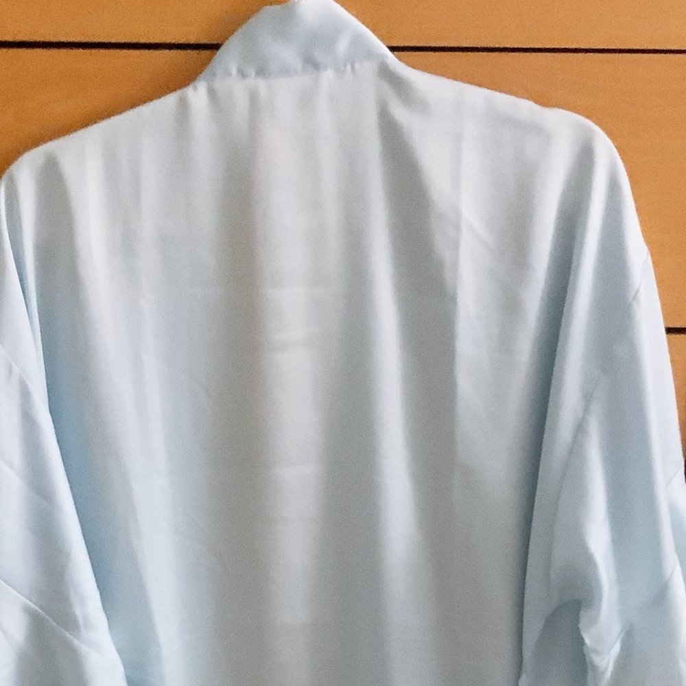 RARE Victoria's Secret Kimono Vs Flounce Ruffle Satin Robe, XS/S, BLUE - Picture 10 of 12